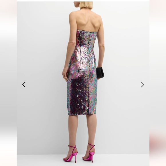 LIV FOSTER STRAPLESS SEQUIN MIDI DRESS SIZE S - Picture 4 of 11